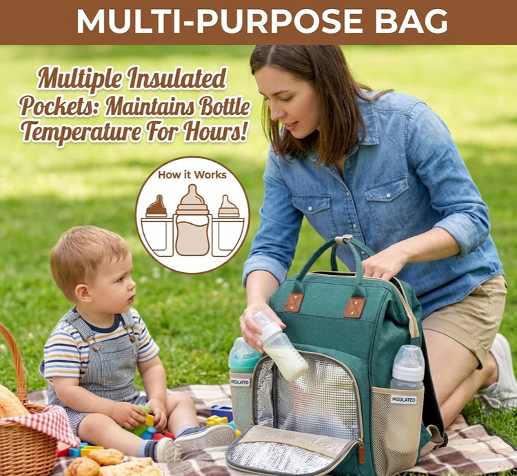 3-in-1 Travel Diaper Backpack with Foldable Baby Bed – Perfect for On-the-Go Parents