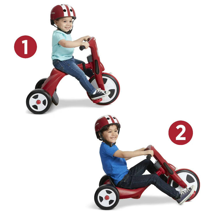 Radio Flyer Twist Trike 2 in 1 Tricycle and Chopper Red Black Adjustable Seat Kids Ages 2 to 7 Years