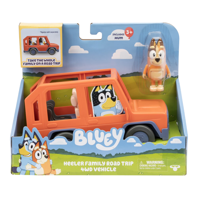 Bluey Heeler Family Road Trip 4WD Vehicle Includes Poseable Chilli Figure Fits 4 Figures Kids Toys Ages 3 Plus