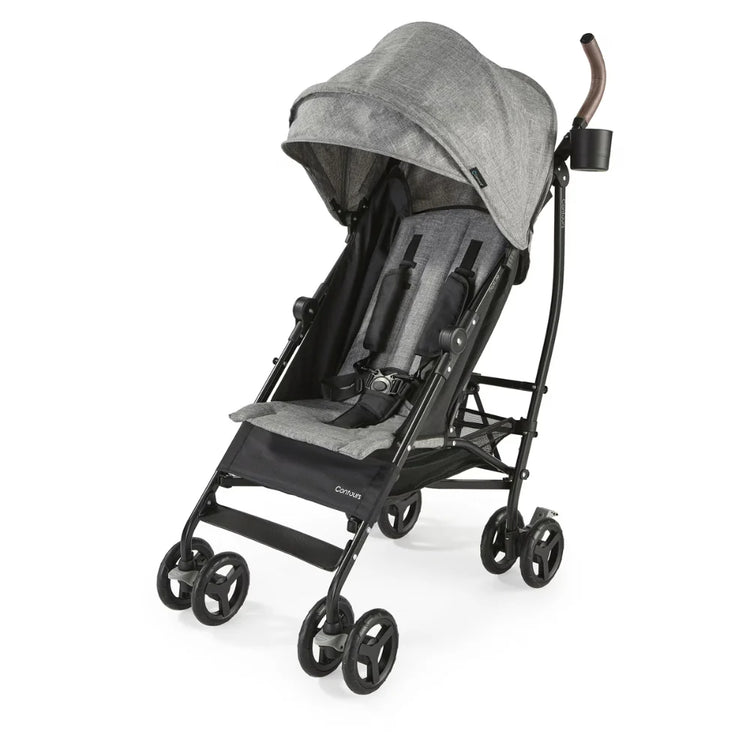 Contours MaxLite Deluxe Lightweight Umbrella Stroller Graphite Gray Vegan Leather Handles All Wheel Suspension