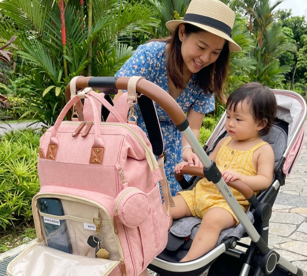3-in-1 Travel Diaper Backpack with Foldable Baby Bed – Perfect for On-the-Go Parents