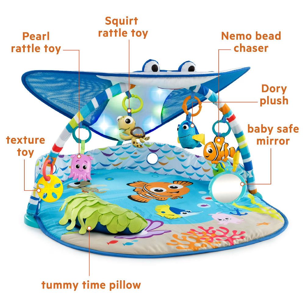 Disney Baby Finding Nemo Mr. Ray Ocean Lights Activity Gym & Play Mat Musical Lights