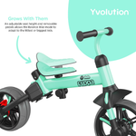 Yvolution Velo Flippa 4 in 1 Toddler Tricycle to Balance Bike Green Adjustable Seat Kids Ages 2 to 5 Years