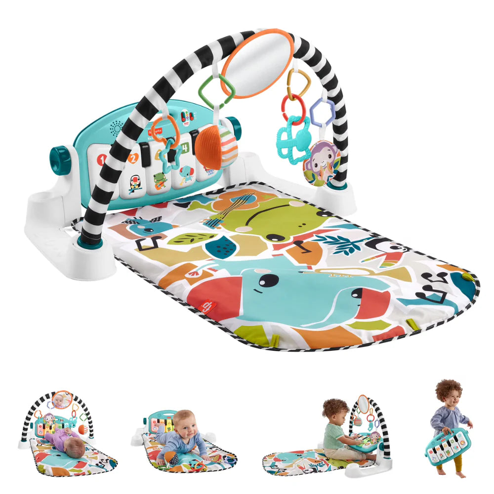 Fisher-Price Glow and Grow Kick & Play Piano Gym Blue High Contrast Arch Smart Stages Learning